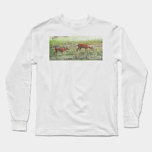 Morning Stroll - White Tailed Deer Fawn Long Sleeve T-Shirt